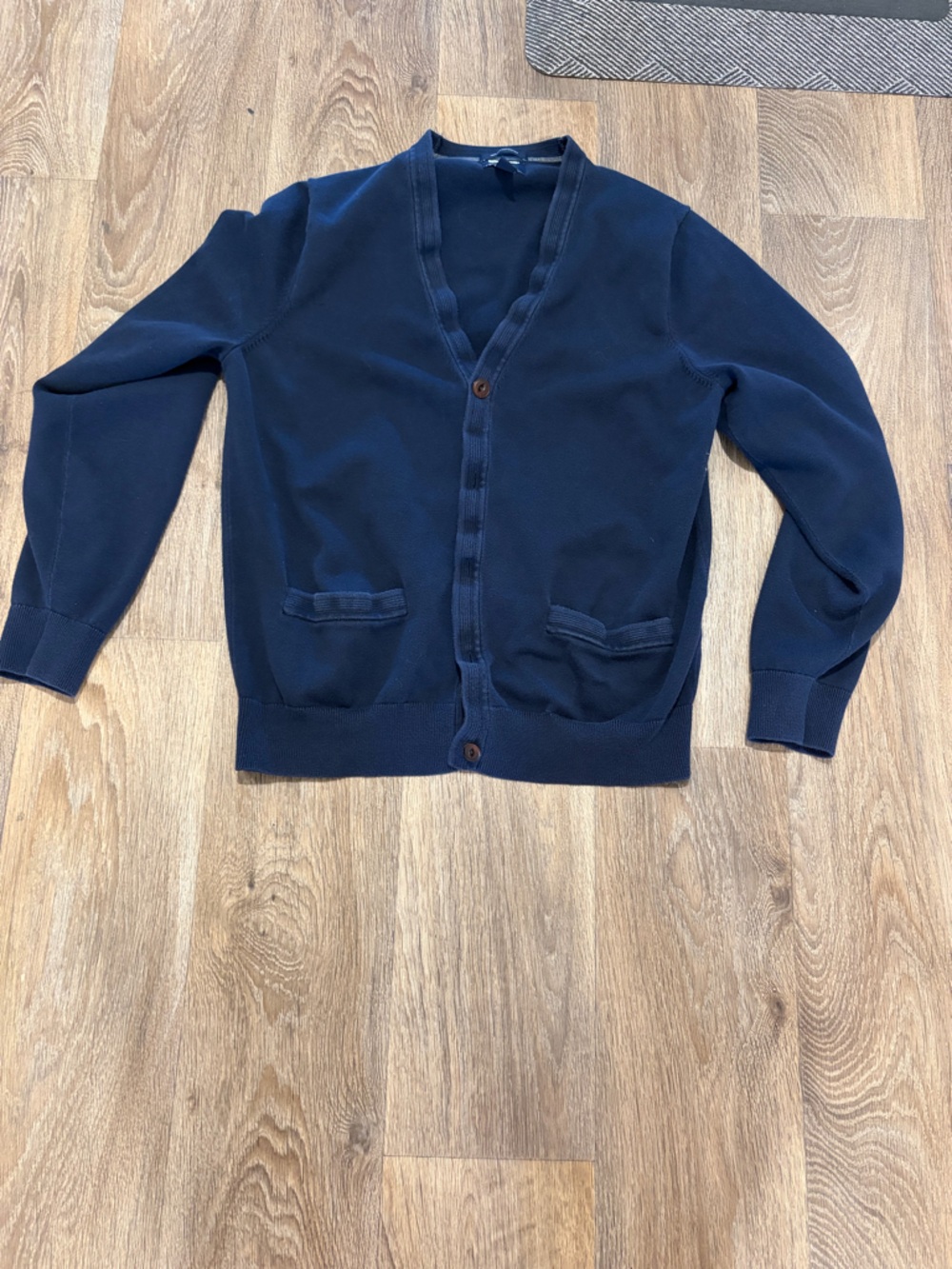 Lands' End Navy Blue Men's V-Neck Cardigan Sweater
